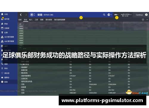 足球俱乐部财务成功的战略路径与实际操作方法探析 足球俱乐部财务成功的战略路径与实际操作方法探析